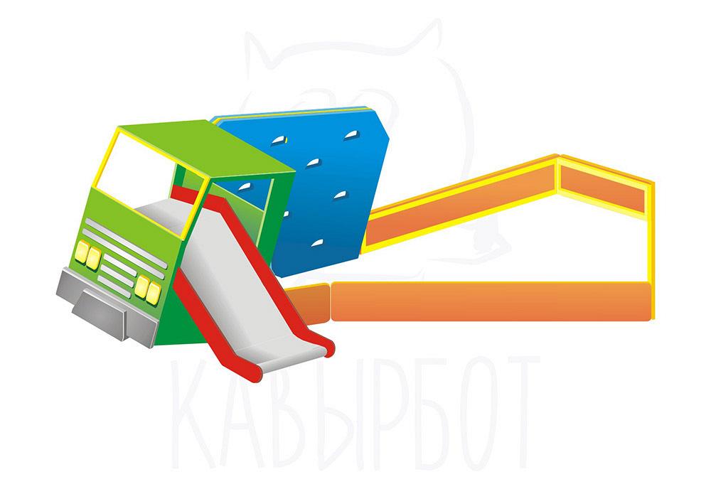 Сюжетная песочница Самосвал + горка + лаз