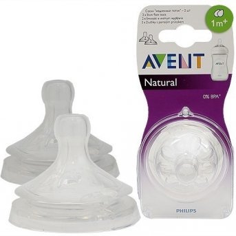 Соска AVENT Natural силикон, поток медленный, 2 шт