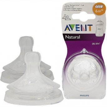 Соска AVENT Natural силикон, поток быстрый, 2 шт