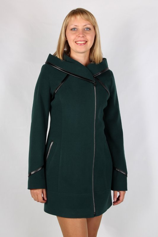 Пальто демисезонное кашемир темно-зеленый p-7239