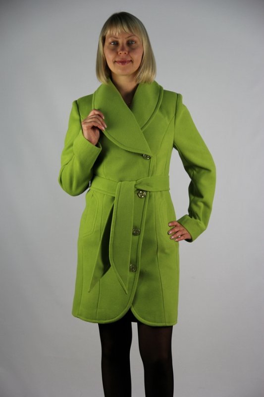Пальто демисезонное кашемир зеленый p-5095