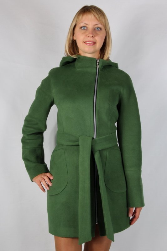 Пальто демисезонное кашемир зеленый p-7255
