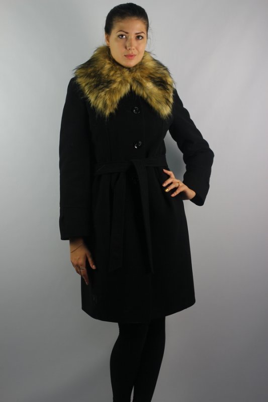 Пальто утепленное кашемир черный pu-0205
