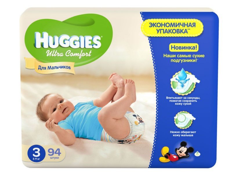 Подгузник Huggies Ultra Comfort 3 5-9кг 94шт для мальчиков 260361743