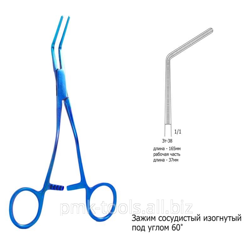 Зажим сосудистый изогнутый под углом 60 градусов Зт-38