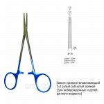 Зажим кровоостанавливающий 1х2 зубый зубчатый прямой Зт-79 (для новорожденных и детей раннего возраста)