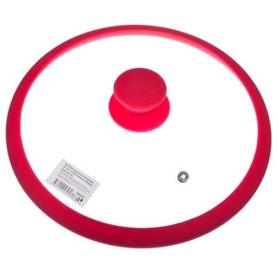 Крышка стеклянная 28см Satoshi с силиконовым ободом + ручка красный цв.848-029
