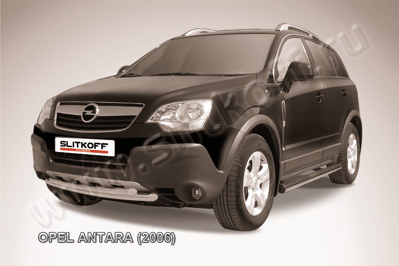 Защита переднего бампера d57+d57 двойная из нержавеющей стали Opel Antara OPAN006