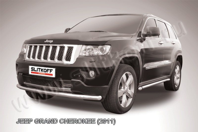 Защита переднего бампера d57 радиусная из нержавеющей стали JEEP Grand Cherokee (2011) JGCH004