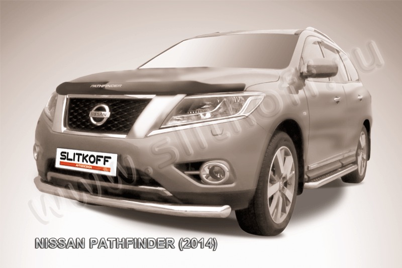 Защита переднего бампера d76 из нержавеющей стали Nissan Pathfinder (2014) NIP14-004