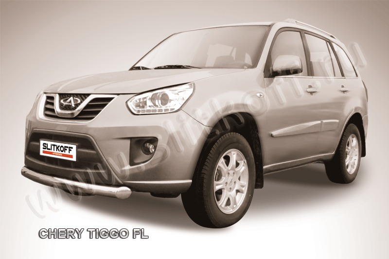 Защита переднего бампера d76 из стали с полимерным покрытием Chery Tiggo FL (2013) CT-FL-001B