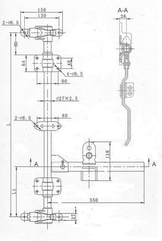 Замок штанговый наружный прямая ручка 61010 / 61010 S