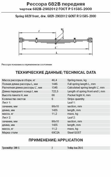 Рессора 682В передняя