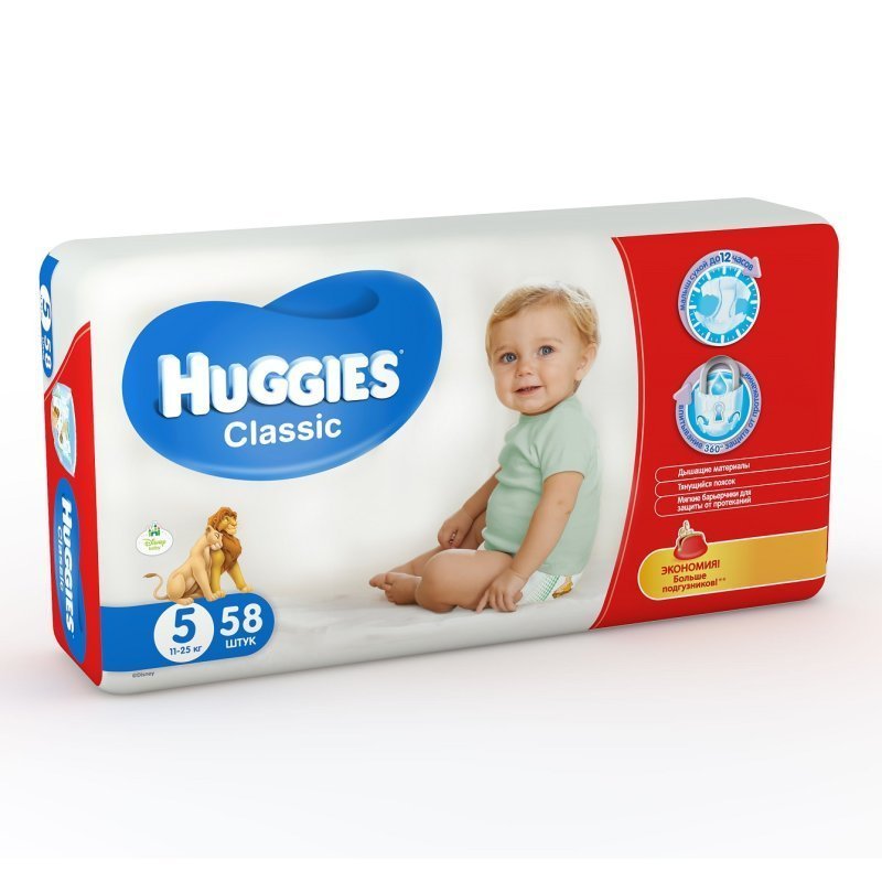 Подгузники Huggies Classic Mega 5 11-25 кг 58 шт