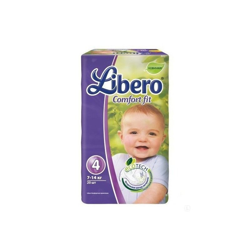 Подгузники Libero Comfort Fit EcoTech 4 M 7-14 кг 20 шт