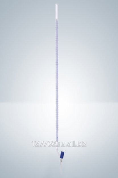 Бюретка Hirschmann 10 : 0,02 мл, класс AS, с линией Шеллбаха, светлое стекло, синяя градуировка, боковой клапанный PTFE кран Артикул 3240360