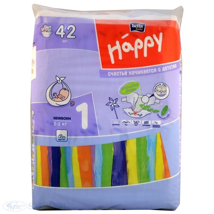 Подгузники BELLA BABY HAPPY Ньюборн для новорожденных 2-5 кг уп. 42