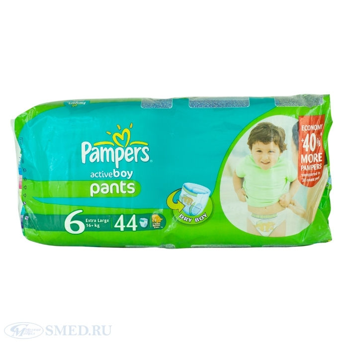 Подгузники PAMPERS ACTIVE BOY трусы р.Экстра Лардж 16 + кг уп.44