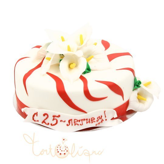 Праздничный торт с каллами на день рождения №801