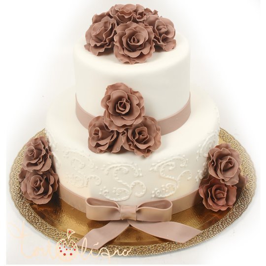 Свадебный торт с цветами №77