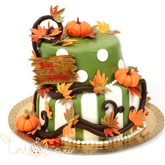 Свадебный торт Осенний с тыквами №119