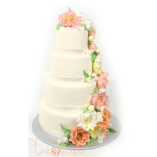 Свадебный торт Водопад цветов №126