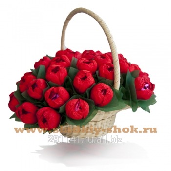 Корзина с красными тюльпанами, арт. БК-06