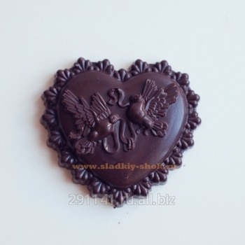 Шоколадная фигурка Сердечко с голубями, арт. 13-056Г
