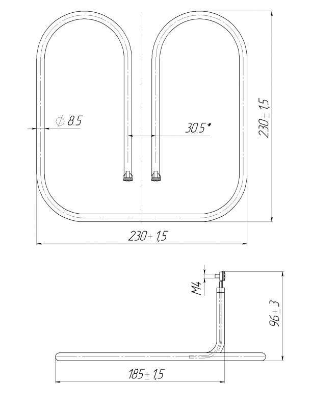 ТЭН 1,2 кВт для КЭТ-009/2,8(3) Абат