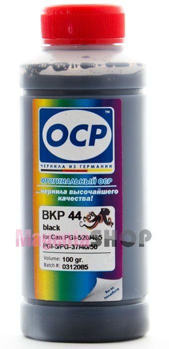 Чернила OCP BKP 44 для Canon PGI-520bk, PGI-425bk, PG-37/40/50, PG-440/445, PG-510/512, PGI-5bk Black Pigment 100 гр.