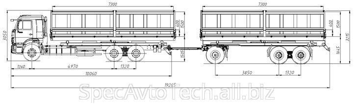 Автопоезд-зерновоз СУ7.3N самосвальный