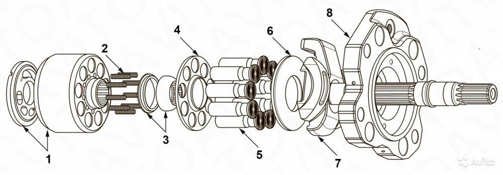 Качающий узел гидронасоса Kawasaki K3V63DT