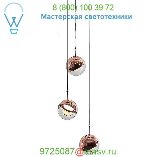 Dora P3 Multi-Light Pendant Light Seed Design SLD-1010P3-BRS, светильник