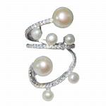 S925 sterling silver ring with freshwater pearl ring for women