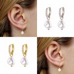 S925 sterling silver baroque pearl earrings with gold plating