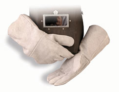 Надежные удлиненные перчатки из расщепленной кожи