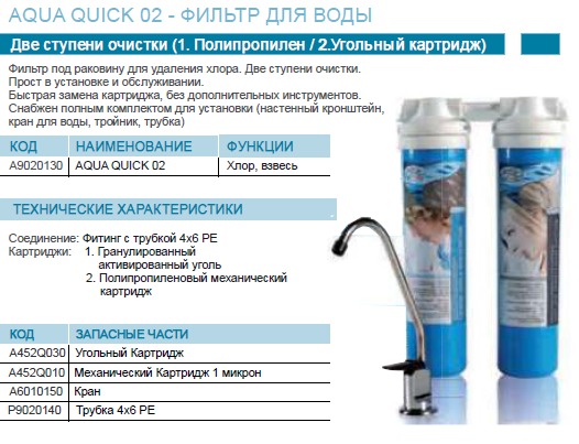 Системы обратного осмоса Aqua Quick 02