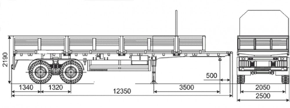 Бортовой полуприцеп 9906-0037Г под ИФ-300 с кониками