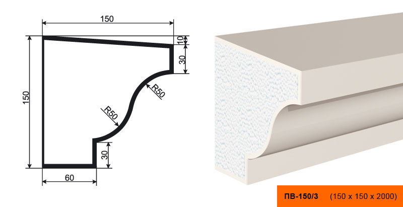 Подоконник ПВ-150/3