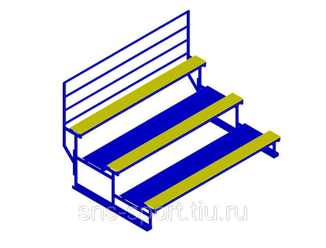 Трибуна спортивная 3х-ярусная (15 мест) с деревянными сиденьями