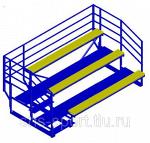 Трибуна спортивная 3х-ярусная (15 мест) с деревянными сиденьями и перилами