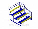 Трибуна спортивная 4х-ярусная (20 мест) с деревянными сиденьями и перилами