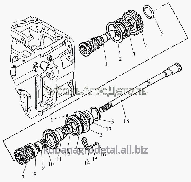 Запчасти для сельхозтехники МТЗ-1222/1523 Вал блока шестерен