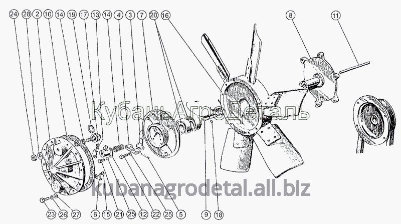 Запчасти для сельхозтехники МТЗ-1222/1523 Установка муфты вентилятора. Установка вентилятора