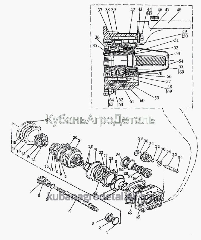 Запчасти для сельхозтехники МТЗ-1222/1523 Вал отбора мощности