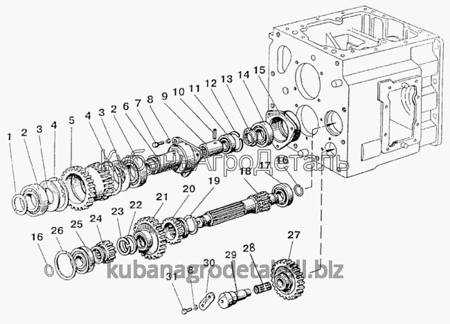 Запчасти для сельхозтехники МТЗ-822 Вал I передачи и заднего хода. Опоры промежуточного и внутреннего валов