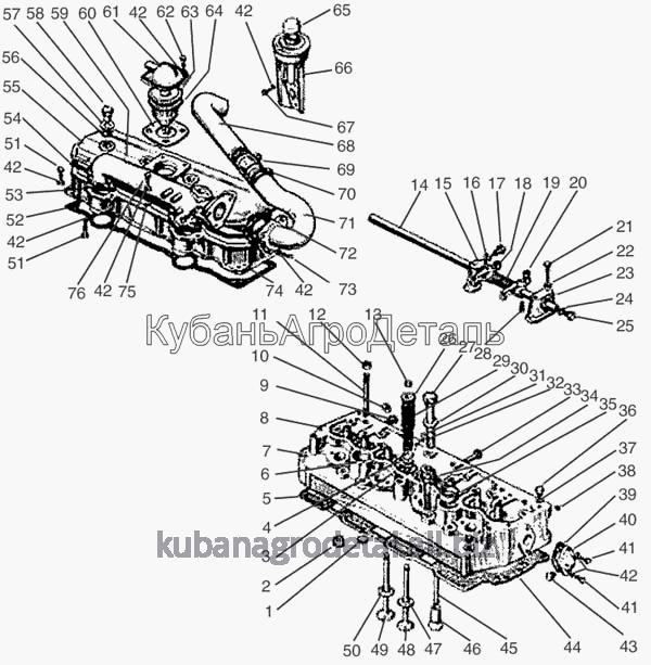 Запчасти для сельхозтехники МТЗ-900 Головка цилиндров. Клапаны и толкатели клапанов