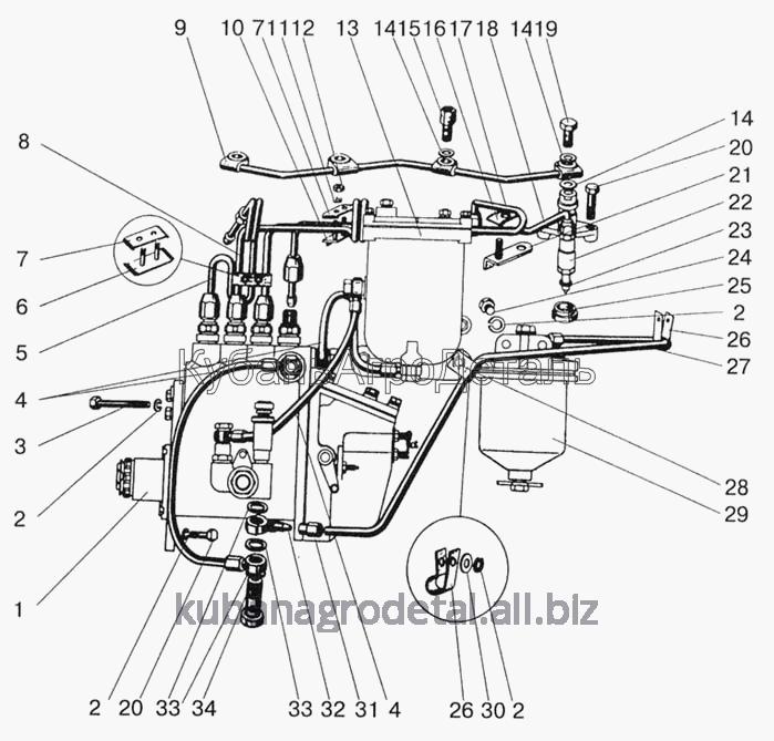 Запчасти для сельхозтехники МТЗ-822 Топливные трубопроводы. Установка топливной аппаратуры