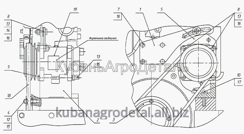 Запчасти для сельхозтехники МТЗ-920.4/952.4 Установка компрессора