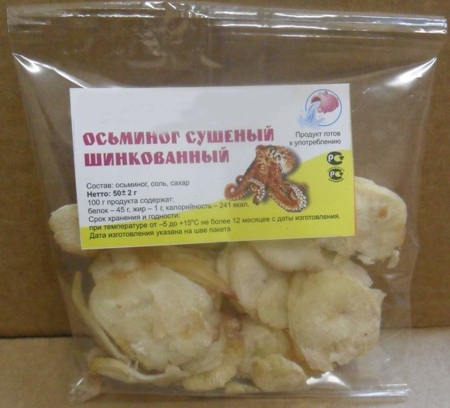 Осьминог сушеный-шинкованный 50гр.